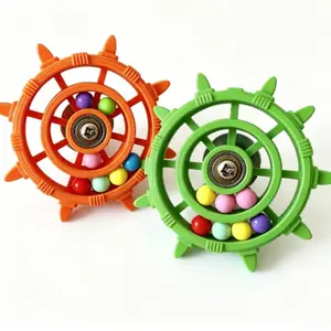 2 Pcs Parrot Ship Wheel Colorful Bead Spinner Toy, Fun Stress Relief Self-Amusement, Peony Tiger Skin Small Sun Bird Cage Decoration Stress Relief Fidgeting