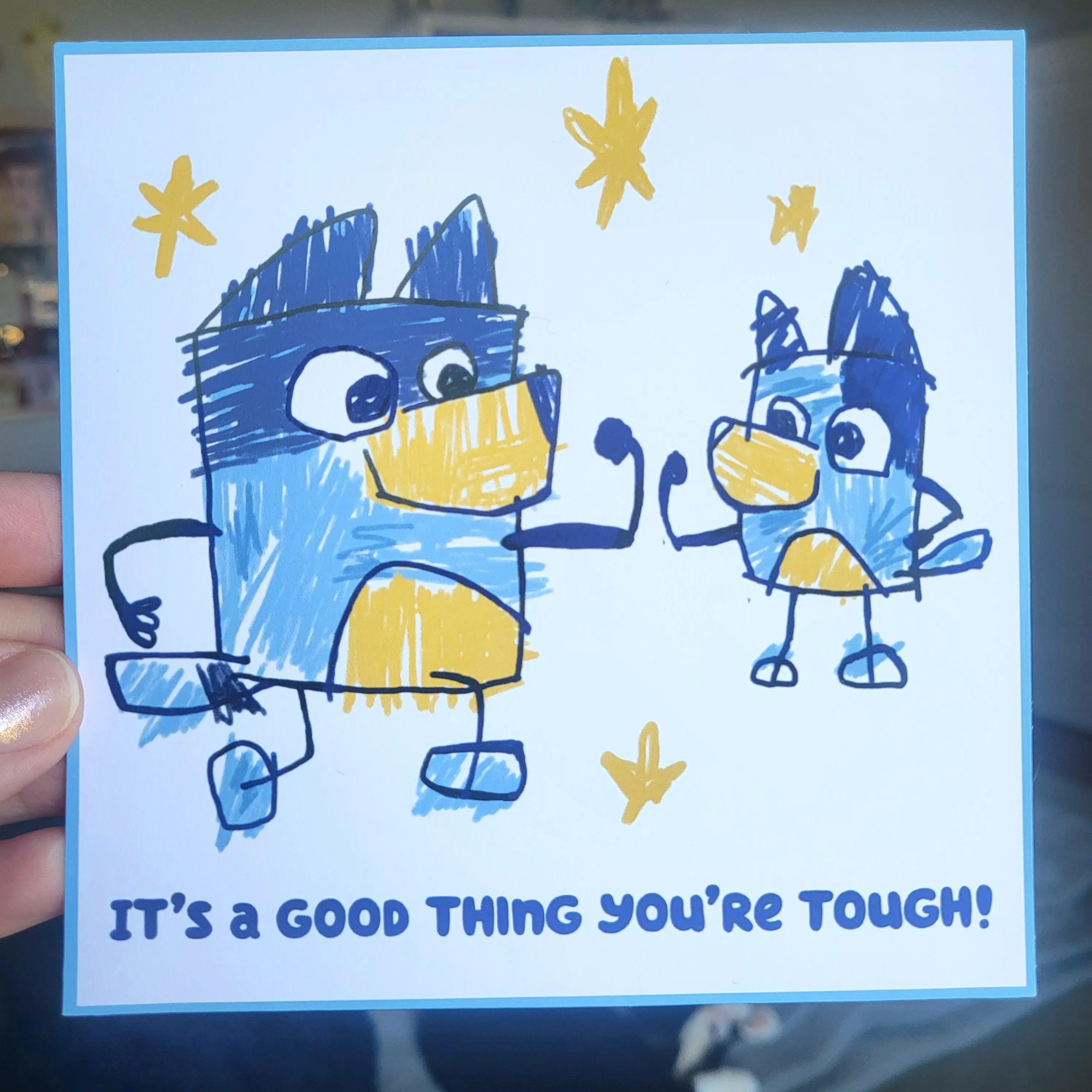 Fathers Day Doodle Blue Heeler family print! || 5x5" cartoon art print