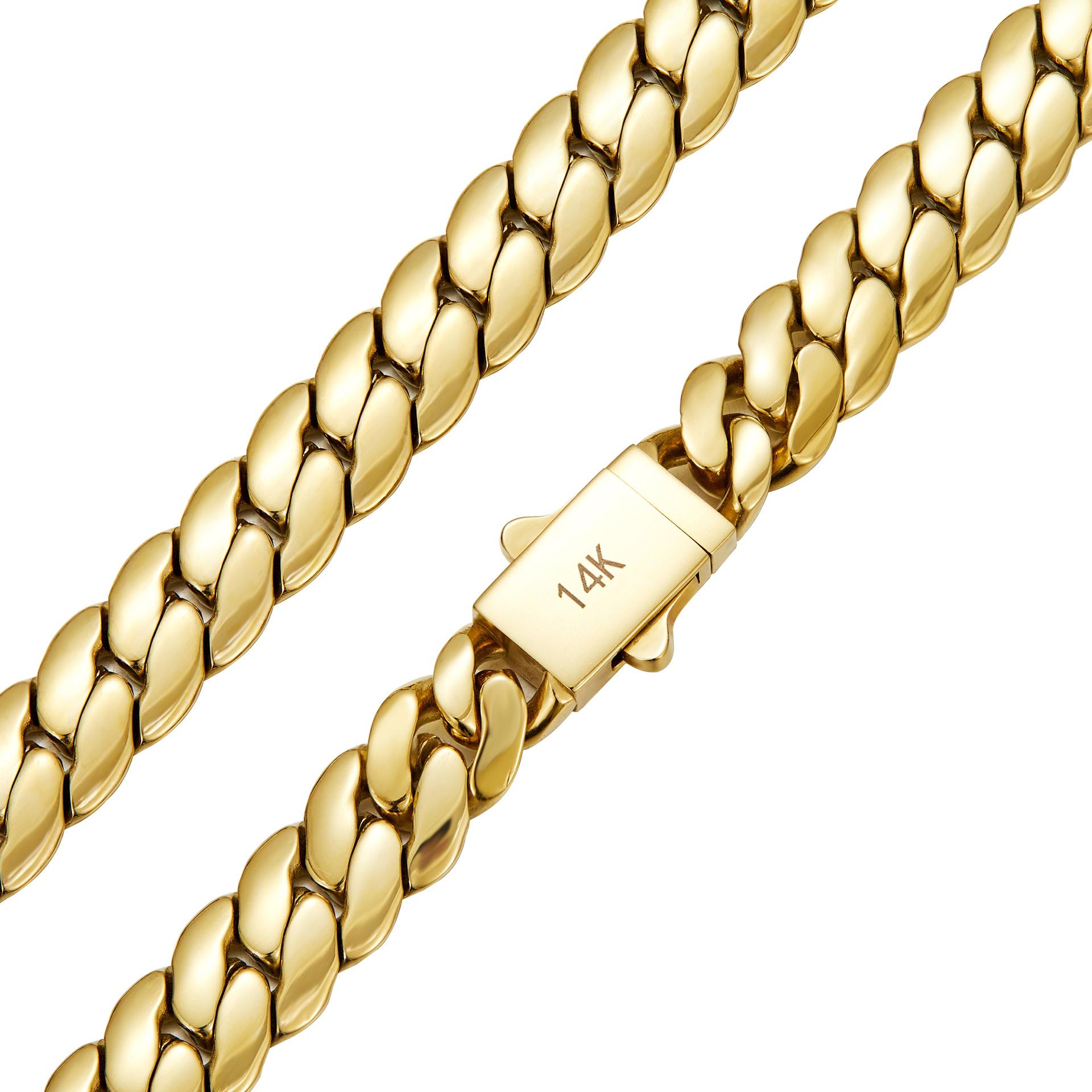 100% Waterproof 14K Gold Plated Miami Cuban Link Chain | Non Tarnish Hypoallergenic | Men's Hip Hop Jewelry Gift y2k accessories whimsical
