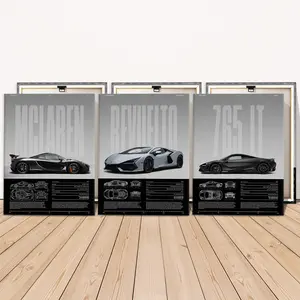 3 Counts Wooden Framed Canvas, Exquisite Supercar Poster, Exquisite Fashion Poster, Perfect Living Room Decoration, Modern Art, Family Poster, Wall Art Decoration, Ideal Gift, Waterproof, Artwork, Modern Art Design