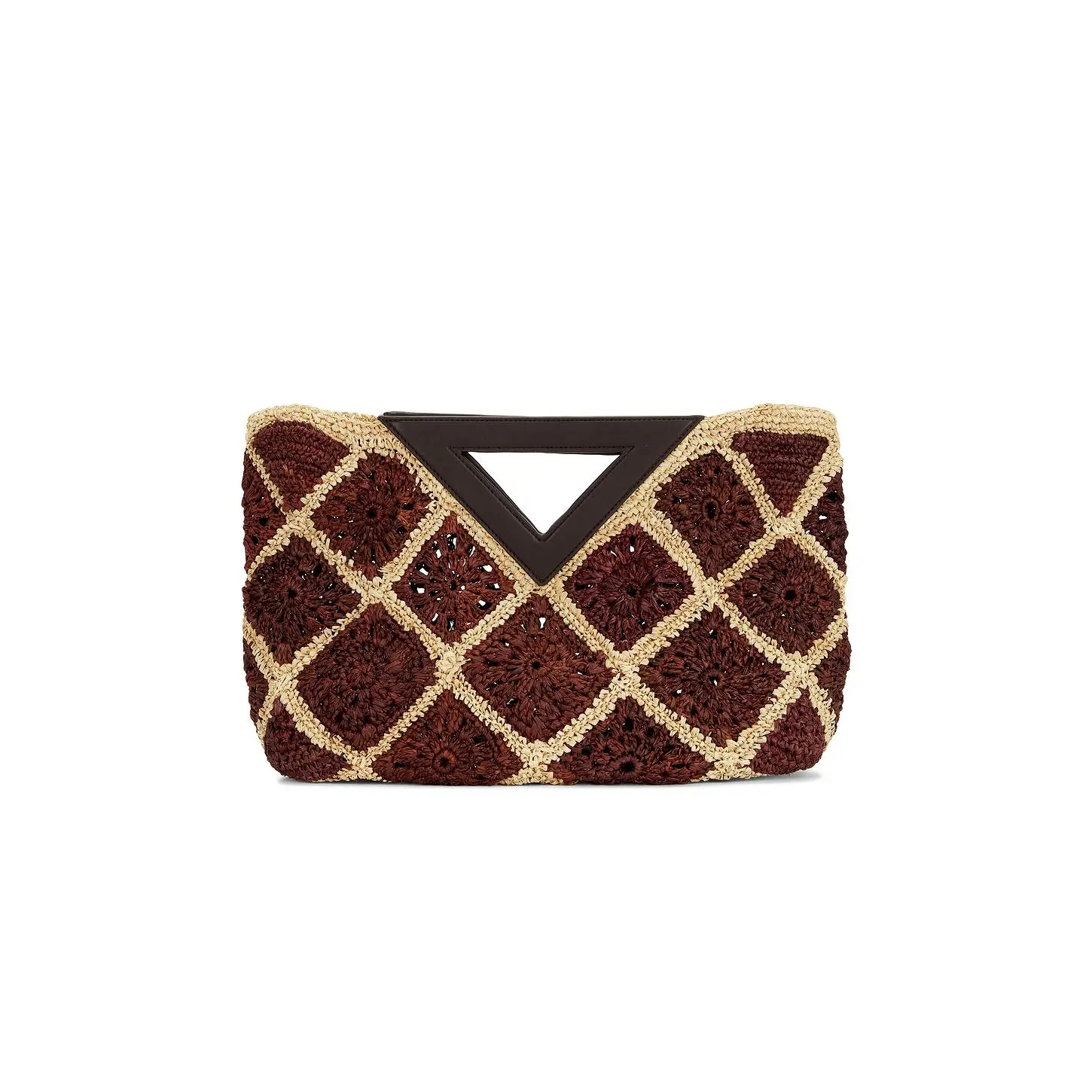 Veronica Beard Crochet Raffia Vesper Bag in Espresso Multi
