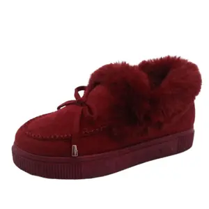 Furry Moccasin Loafers | Burgundy Fuzzy Moccasin Loafers - Loaf 2