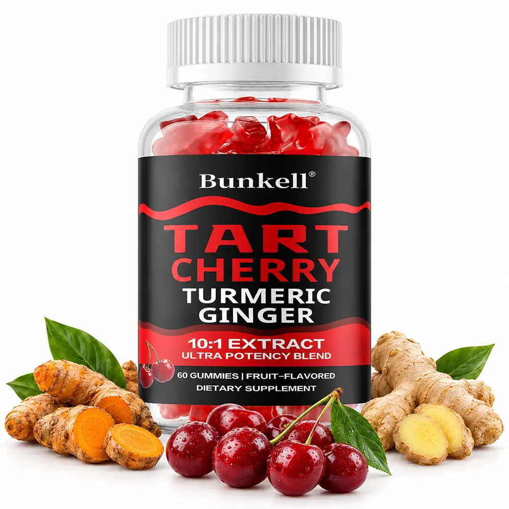 Bunkell Tart Cherry, Turmeric & Ginger Gummies - Sugar-Free Joint Mobility & Active Recovery Support - Ultra Potency 10:1 Extract