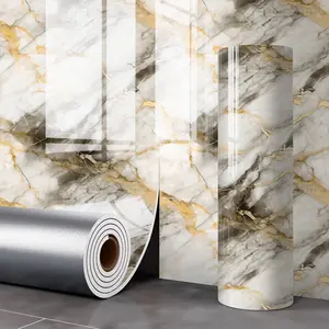 Thick Self-Adhesive Tile Look Wall Stickers, Waterproof Moistureproof Moldproof, DIY Decor for Kitchen Bedroom Living Room Bathroom, Marble Backsplash Wallpaper