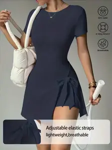 Women's Fashion Outdoor Yoga Running Pilates Commuter Date Beach Daily Essential Elastic Sexy Comfortable Casual Short Sleeve Backless Dress