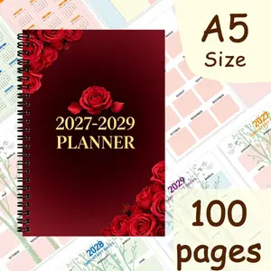 2027-2029 Three-Year Planner Notebook - Full 36-Month Schedule Record / Monthly Calendar from January 2027 to December 2029. Compact and portable size, marked with holidays and solar terms inside. Equipped with a simple personal income and expense account