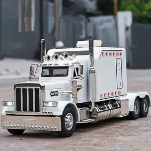 Semi, Heavy, and Tow Truck Toys - Metal Diecast Model with Light and Sound Pull Back Semi, Truck and Trailer for Boys Age 4-7 (White) easter gifts for kids