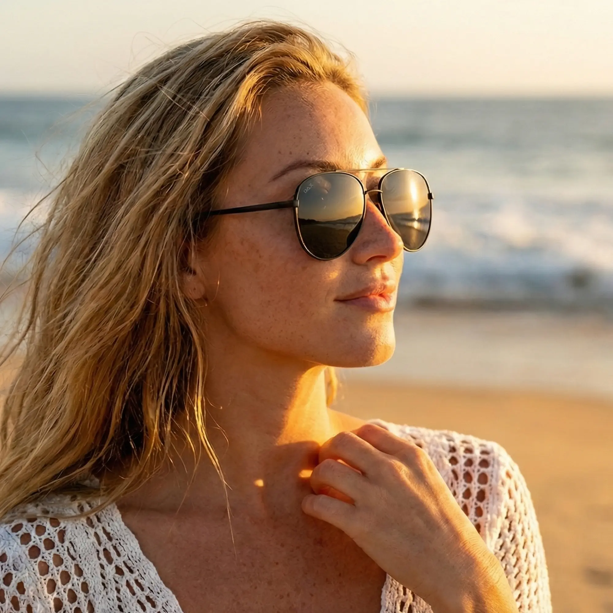 DAX Eyewear ACE Aviator Sunglasses - Hair Friendly Metal  display picture 3