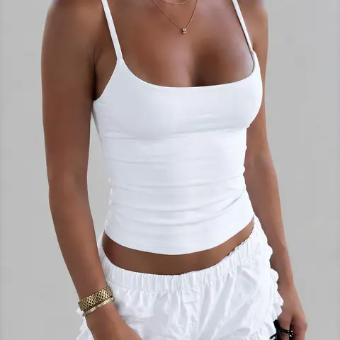 AUTOMET Women's Square Neck Double-Layered Slim-Fit Sleeveless Tank Top - Casual Chic Minimalist Polyester Garment Top, Basic Cute Clothes for Women, Tops For Women, Polyester Clothing