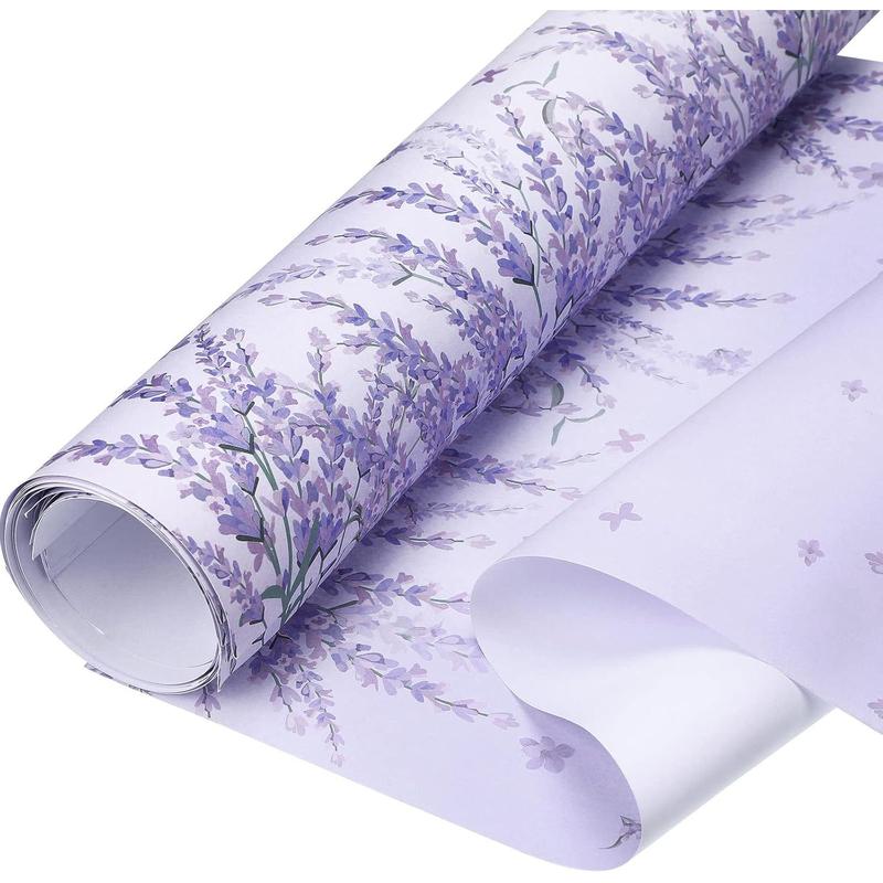 Thenshop 30 Sheets Floral Scented Drawer Liners 14 x 19.5 Inch Dresser Drawer Liner Shelf Non Adhesive Paper Sheets for Kitchen Cabinet Home Shelf Closet(Purple,Lavender)