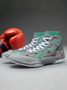 Men's Large Size Boxing Shoes, Professional Wrestling Shoes, Lightweight Breathable Training Competition, High Top Sporty Style, Athletic Sports Shoes