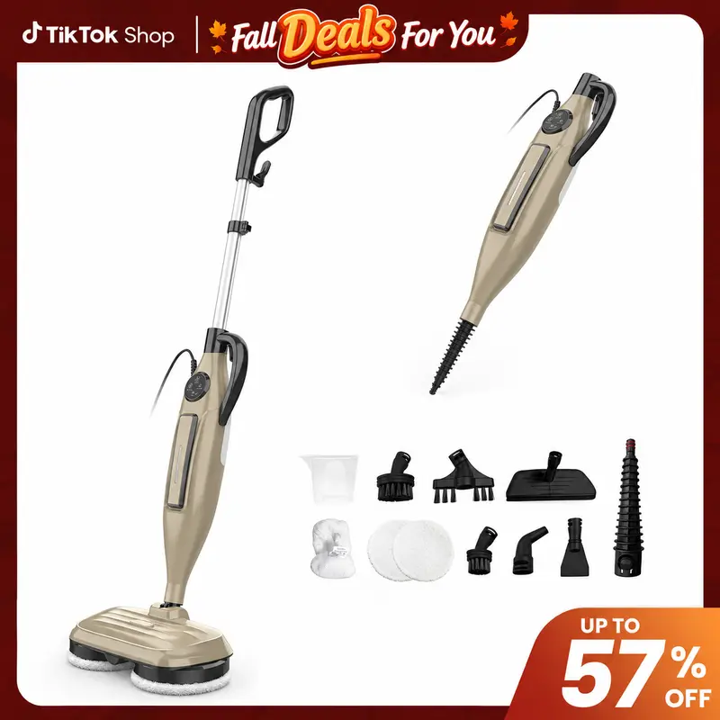 [FallDealsForYou] DEVOAC VM6 Rotating Electric Mop - 8-in-1 Antibacterial Steam Cleaner for House, 8in1 Spot Cleaning, Microfiber Mop Heads, Replacement Pads, Cleaning Supplies, 3 Settings, Fast Heat-Up for Floor Cleaning [SummerWins]