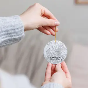 Lexington Ornament Ceramic Christmas Tree Decoration with City Map Design Holiday Gift Keepsake for Kentucky Lovers