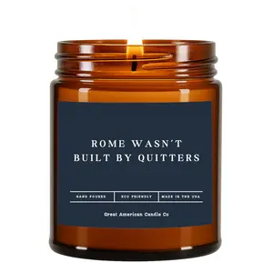 Great American Candle Co. Rome Wasn't Built By Quitters Coconut Apricot Wax Blend Candle Eco Friendly Hand Poured Made in the USA