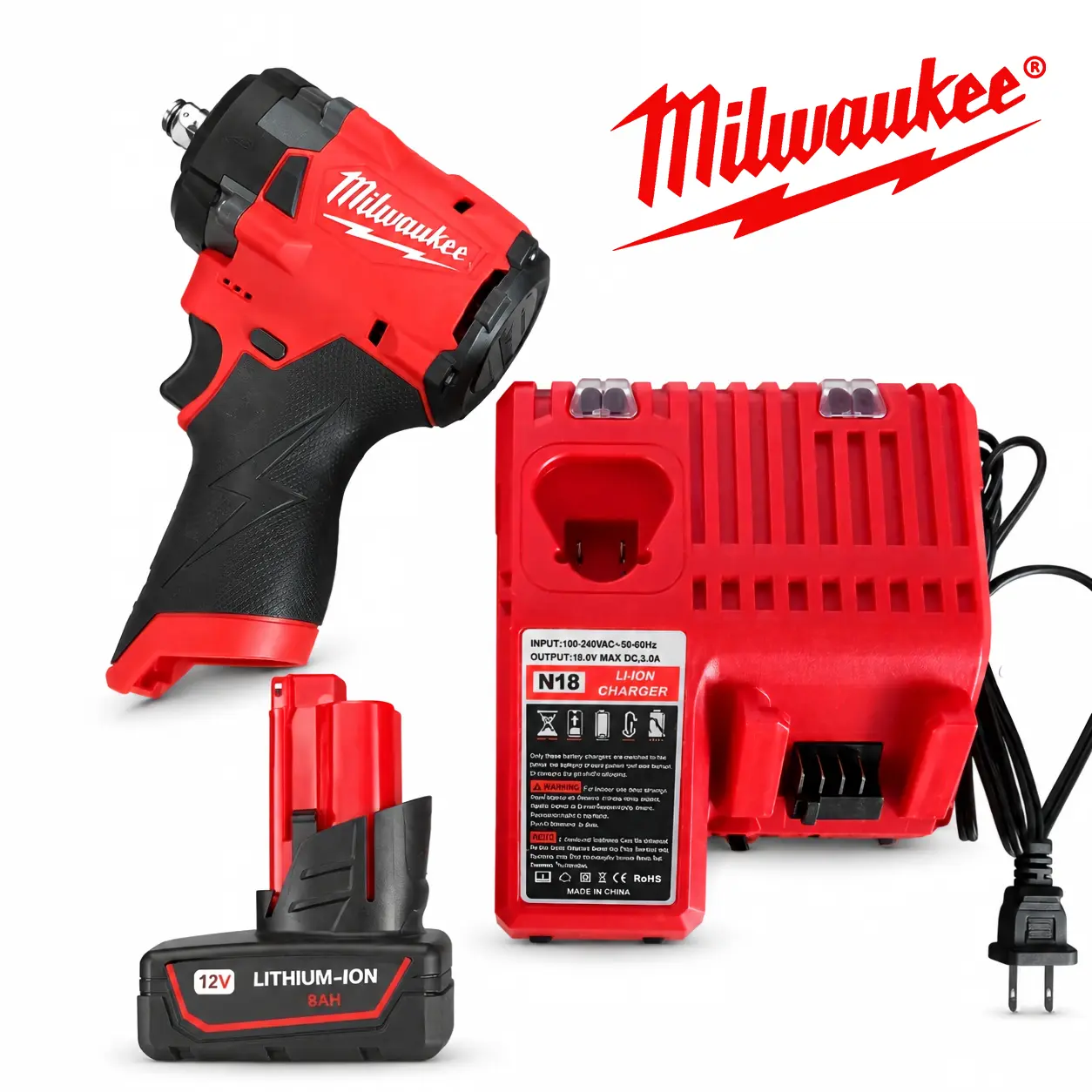 Milwaukee M12 FIWF12 12V 1/2 in Drive Impact Wrench Set - 4-Mode Drive Control, Auto Shut-Off for Overtightening Prevention, Compact Universal Torque Multiplier for Rusted Bolt Removal, Overhead Jobsite Fastening