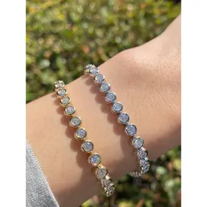 14K Gold Diamond Bezel Bracelet