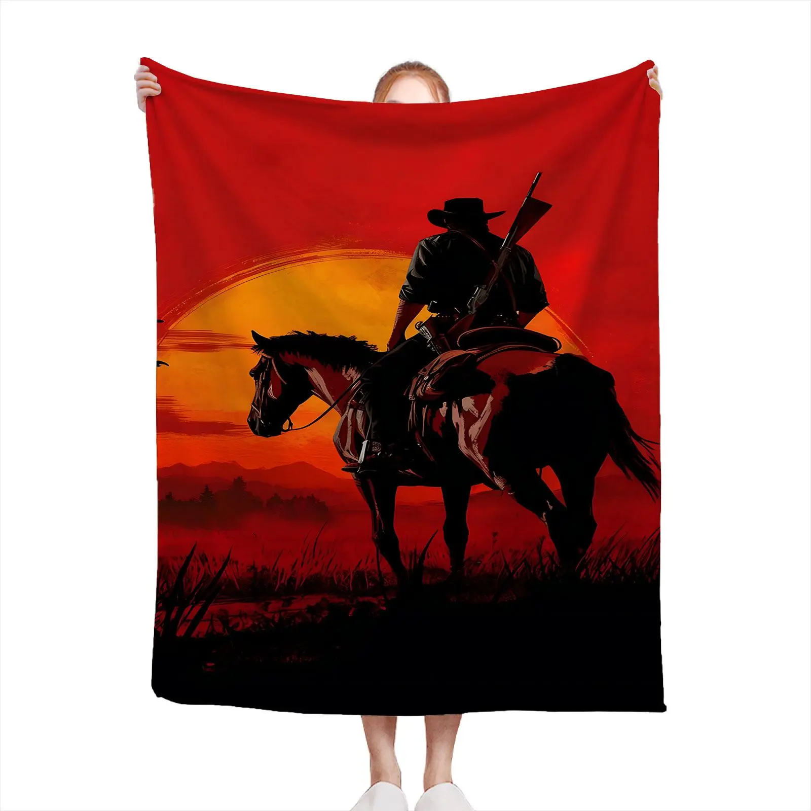 Red Dead Redemption Flannel Throw Blanket Perfect For Couples & New Flannel Blanket Living Room Lounging Bed Decor Office Rest Aesthetic Living & Housewarming Gift
