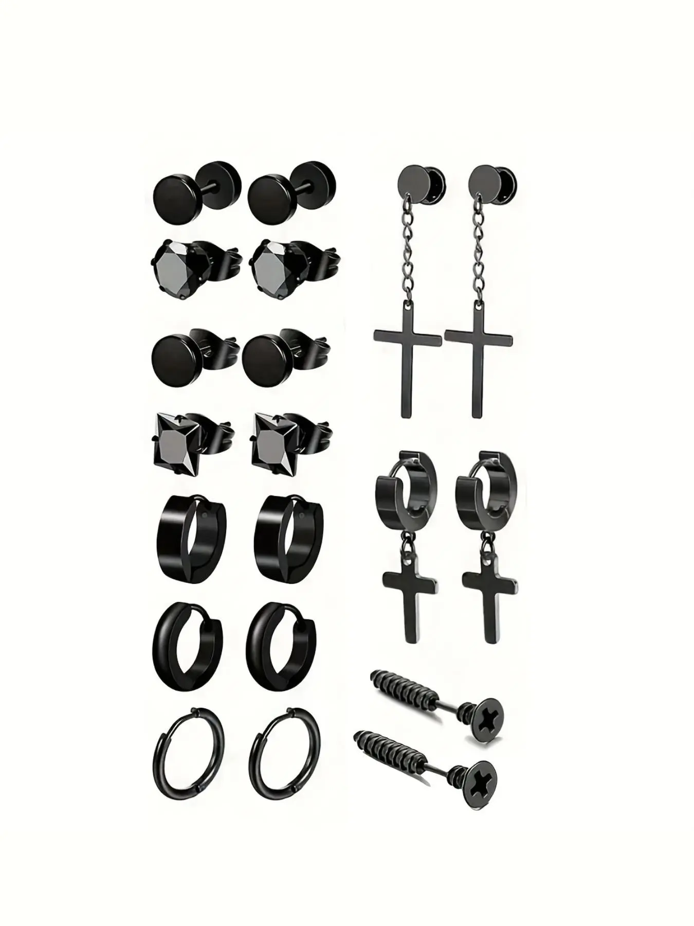 Men's Punk Style Stainless Steel Anti Tarnish No Tarnish Earrings Set, Dangle Earrings Men, Durable and Lightweight High Quality Earrings Jewelry for Party, Daily Decor, Trendy All-match & Exquisite Jewelry for Birthday Gift