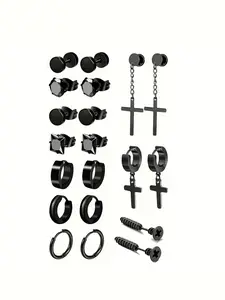 Men's Punk Style Stainless Steel Earrings Set, Dangle Earrings Men, Durable and Lightweight Jewelry for Party, Daily Decor, Trendy All-match & Exquisite Jewelry for Birthday Gift