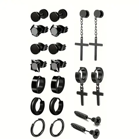 Men's Punk Style Stainless Steel Anti Tarnish No Tarnish Earrings Set, Dangle Earrings Men, Durable and Lightweight High Quality Earrings Jewelry for Party, Daily Decor, Trendy All-match & Exquisite Jewelry for Birthday Gift