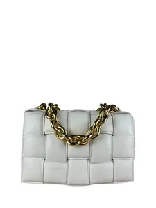 Pre-owned leather Shoulder Bags Bottega Veneta White Padded Cassette Chain Bag