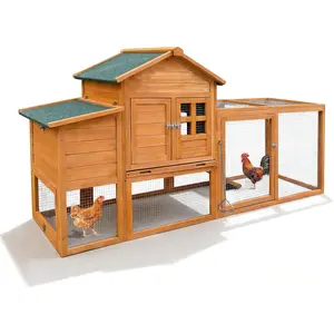 80" Chicken Coop with Nest Box and Removable Tray, Hen House for 2-6 Chickens, Outdoor Weatherproof Small Animal Cages