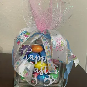 Glass block Easter decor Colorful