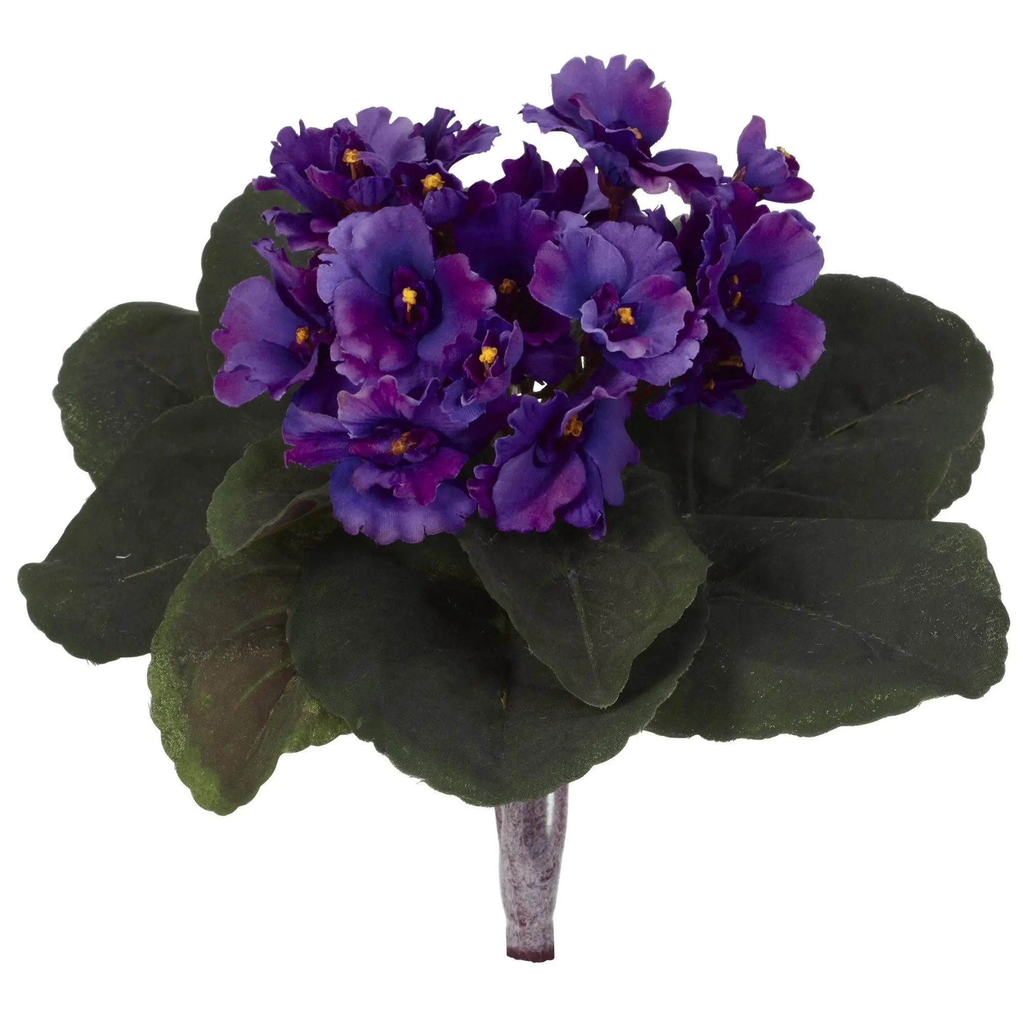 6-Piece 9in Decorative Artificial African Violet Bloom Cluster Set Pack, Home & Room Decorative Flower Accent