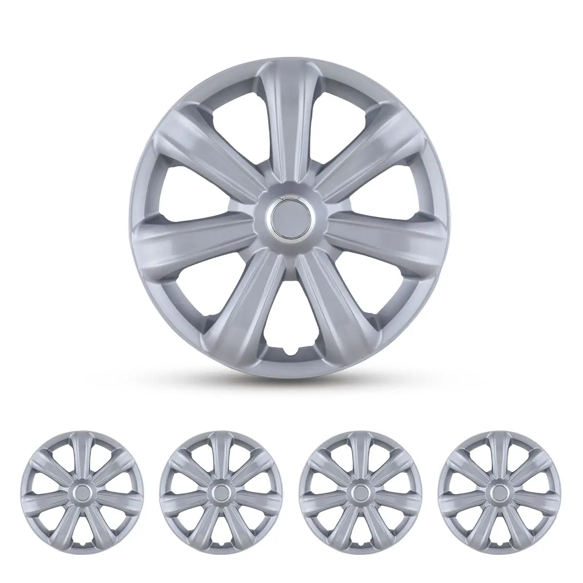 WOLFSTORM Universal 14-in ABS Lacquer Hubcap Set (Style #5088) - Quick Install, Sport Look Auto Replacement Parts for Cars Trucks to Enhance Wheels, 15 Inch