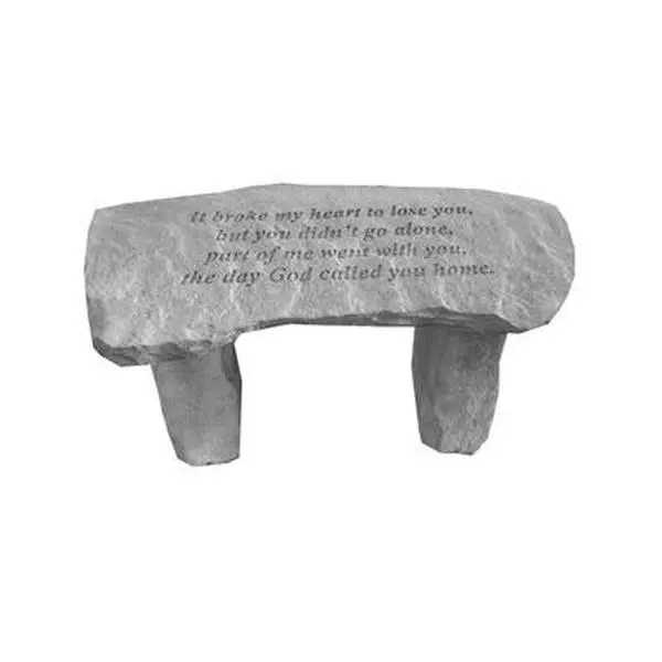 Kay Berry 37620 Imprinted Quote Stone Outdoor Bench, Wall-Hanging Decorative Stones Furniture, Weatherproof, 12x29x14.5 in, 54 lbs, Lifetime Guarantee