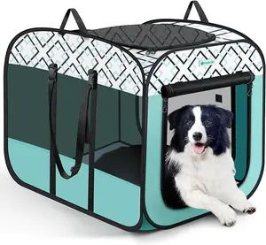TASDISE Portable Dog Crate: Collapsible Pop Up Pet Kennel for Cats & Dogs Indoor and Outdoor Travel Use - Waterproof Dog Cage - Double Secure Fixing Modes for Car Use, Come with Soft Warm Blanket, S