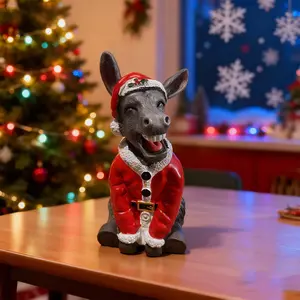 New Christmas Donkey Santa Resin Craft Ornament, 20cm Decorative Figurine, Festive Holiday Decoration, Perfect Gift for Xmas