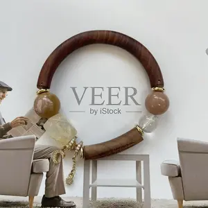 Bohemian Natural Wood Bangle Bracelet Set with Citrine & Agate Stones - Handmade Stackable Crystal Energy Bracelets for Women