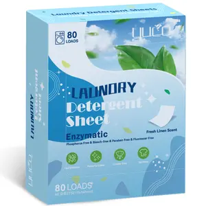 YUCO Laundry Detergent Sheets 80 Loads, Eco Friendly Laundry Soap Washer Sheets, Liquidless Laundry Detergent Sheet for Travel No Plastic, Hypoallergenic, Fresh Linen Scent