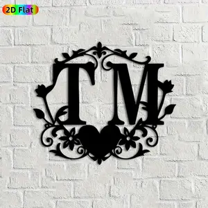 1pc Monogram Metal Wall Art, Elegant Initial Statue Mural, Ideal Gift for Valentine's Day, Wedding, Monogram Decor Enthusiasts, Rust-Resistant Metal Wall Decor Wall Sculptures, Perfect for Bedroom Wall & Garden Fence, Romantic Home Decor