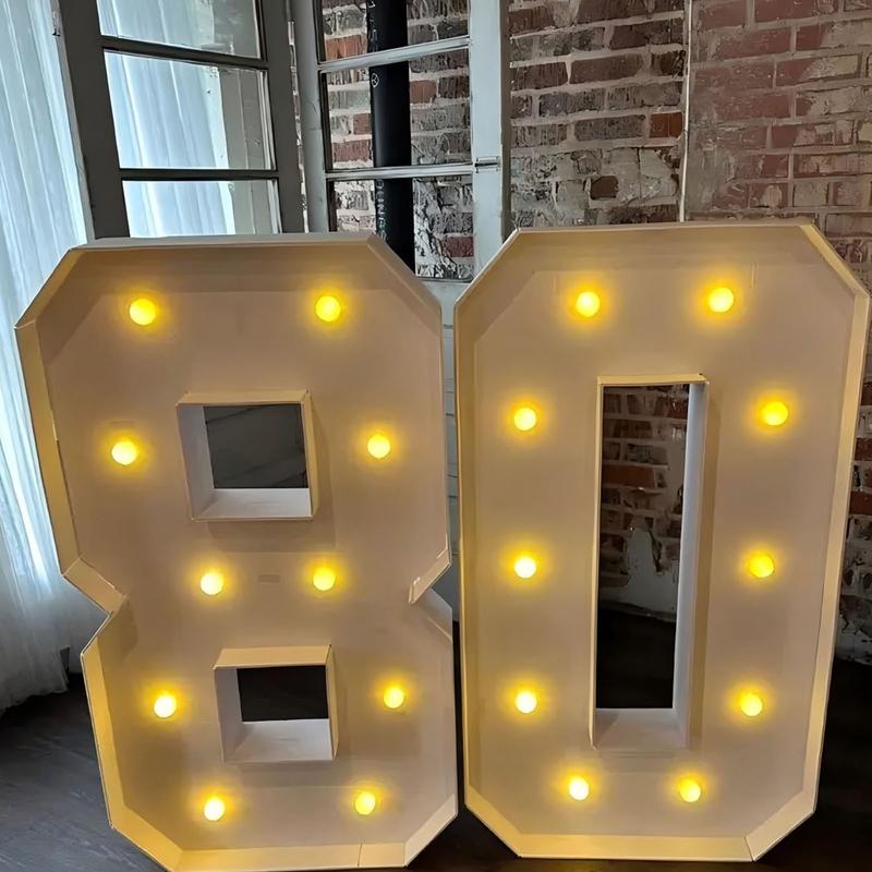 Marquee Numbers 4 Feet Tall Large Birthday Decorations 4FT Light Up Numbers Party Decor Big Backdrop Foam Cardboard Number 0-9  Cardboard Pre-Cut Foam Board Sign Diy Decorations Anniversary Decoration Party Supplies