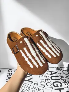 Men's Fashion Skeleton Bone Mule Slides, Lightweight Canvas Loafers, All-Day Wear Casual Shoes for Daily, Travel & Office, Streetwear Mules