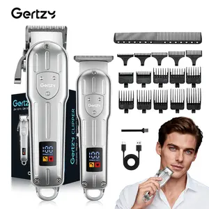 Gertzy Professional Hair Trimmer Set, Rechargeable Wireless Cutting Tool Kit, LCD Battery Display, Home Grooming Tools, Beard & Hair Clipper Combo, Barber Clipper Set