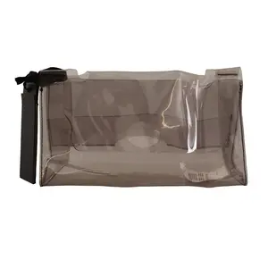 PINKO Black Clear Plastic Transparent Pouch Purse Clutch Bag