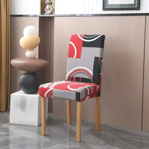 Modern Geometric Print Chair Covers, Dining Chair Slipcover, Elastic Soft Detachable Washable Dustproof, All Seasons Home Decor, Living Room Hotel Party Decoration