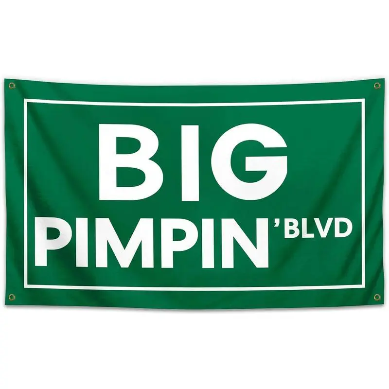 UV-Resistant Funny Quote Tapestry Flag Banner, 3x5Ft Big Pimpin'Blvd Design, Man Cave Wall Decor Gift for College Dorm Rooms & Outdoor Parties