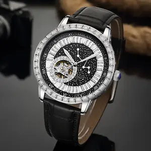 Black Swan Automatic Mechanical designer Jewelry waterproof Watch, Unisex Fashion Business Casual, Hollow Rhinestone Round Dial, Without Battery