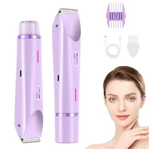 2 in 1 Women's Body Shaver, Women's Body Shaver, Dual Head Electric Trimmer, Wet and Dry, Dual Head Shaver Women for Face, Lips, Chin, Legs (Purple)