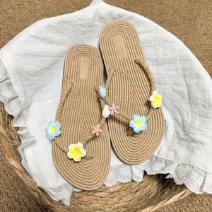 Original Egg Flower Starfish Shell Summer Flip Flops Environmentally Friendly Imitation Linen Beach Vacation Women's Slippers