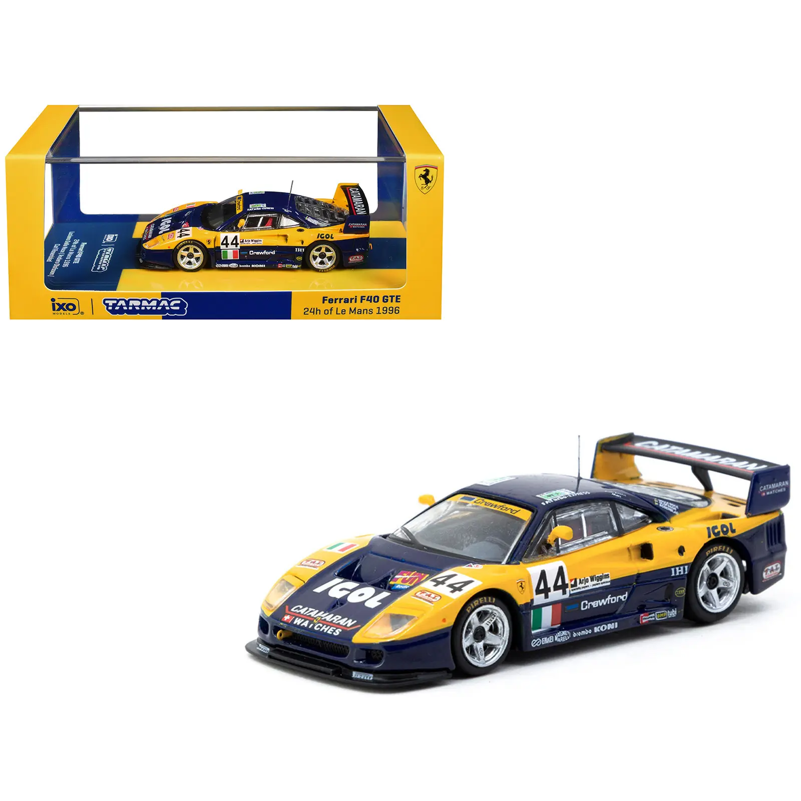 Ferrari F40 GTE #44 "24 Hours of Le Mans" (1996) "Hobby64" Series 1/64 Diecast Model Car by Tarmac Works