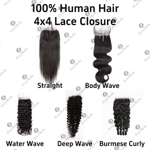 Luxury Salon Human Hair Straight/Body Wave/Water Wave/Deep Wave/Burmese Curly 10-22 Inch Nature Black Lace Closure or Frontal No Shedding Tangle Free Brazilian Hair Glossy Hairbundles
