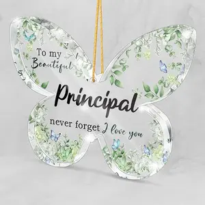 Green Butterfly Acrylic Plaque - Principal Thank You Gift, Christmas Kitchen Window Tree Box Decor, 3.1x2.1 Inch Home & Office Decoration for Principal’s Day, Retirement