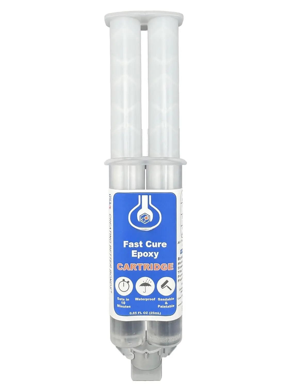 Fast Cure Epoxy, Quick 10-Min Set, 30-Min Cure,  2-Part Epoxy Glue Kit for Tile, Metal, Ceramic, Glass, , Stone,  Bonding, Sandable, Paintable , Easy 1:1 Mix, 0.85 oz