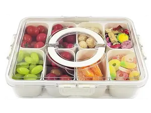 Snack Box Container, Divided Serving Tray with Lid and Handle Snackle Box Container, Snack Organizer for Adults Fruit Tray, Veggie Tray, Perfect for Party, Entertaining Lunch Boxes