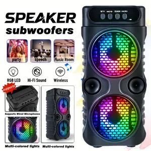 Portable Wireless Wireless Speaker, Dual 3-inch Subwoofer, PA Amplification, Disco Light Effect, Stand Function, Supports Wireless/USB/TF/AUX/FM/TWS, Built-in Equalizer,Karaoke, Holiday Party Speaker, Graduation Gift